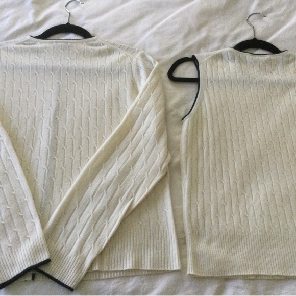 EUC Ann Taylor cashmere black tipped ivory sweater set. Size large. - Picture 11 of 11